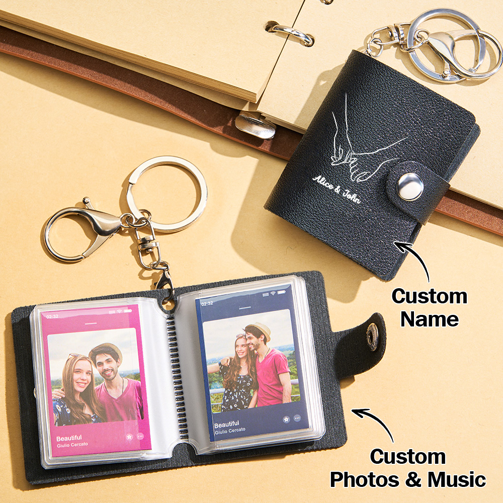 Custom Photos And NFC Music Leather Album Keychain Custom Name Keychain Cherished Gift