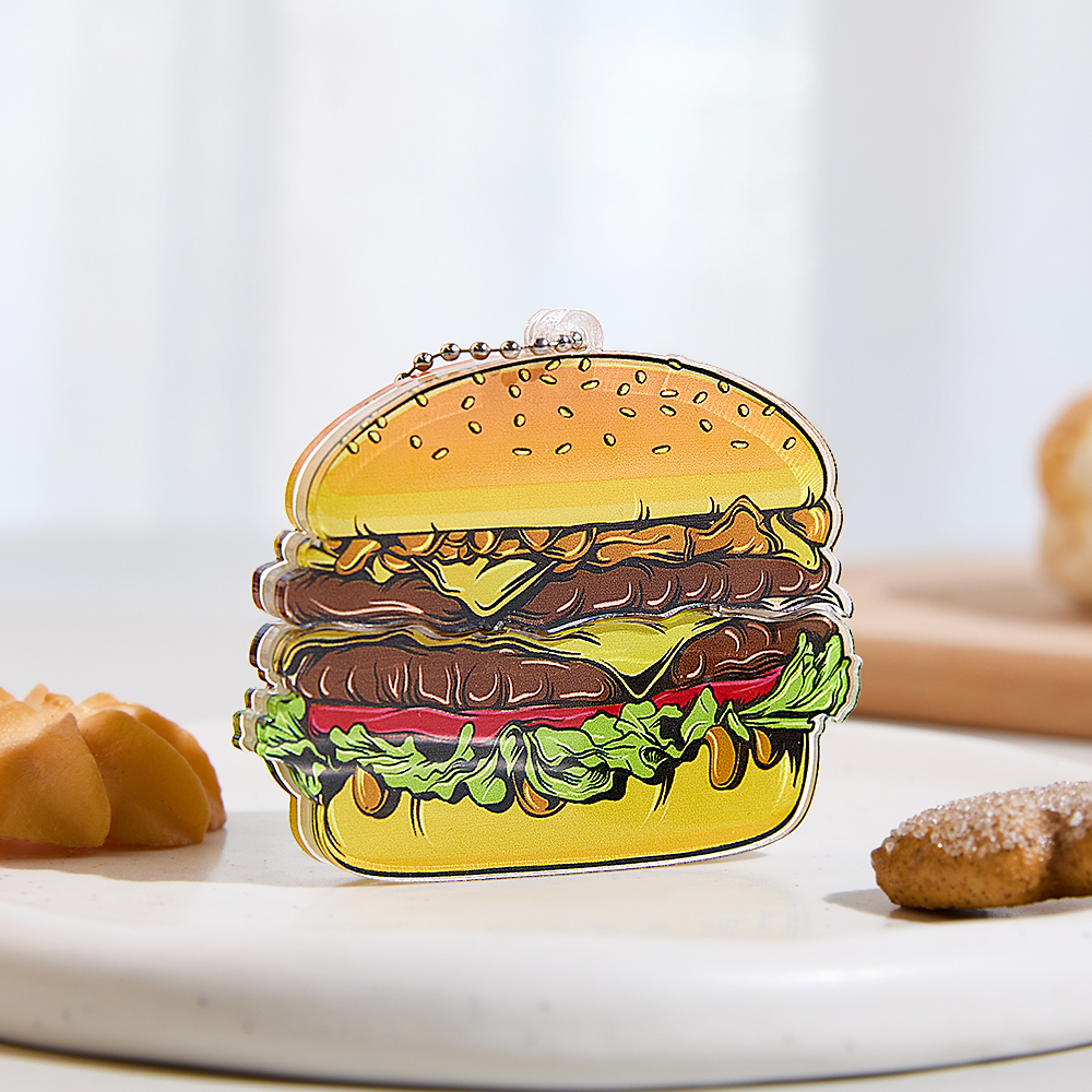 Personalized Hamburg Keyring Custom Photo Keychain Funny Couples Gift, Best Friend Birthday Present