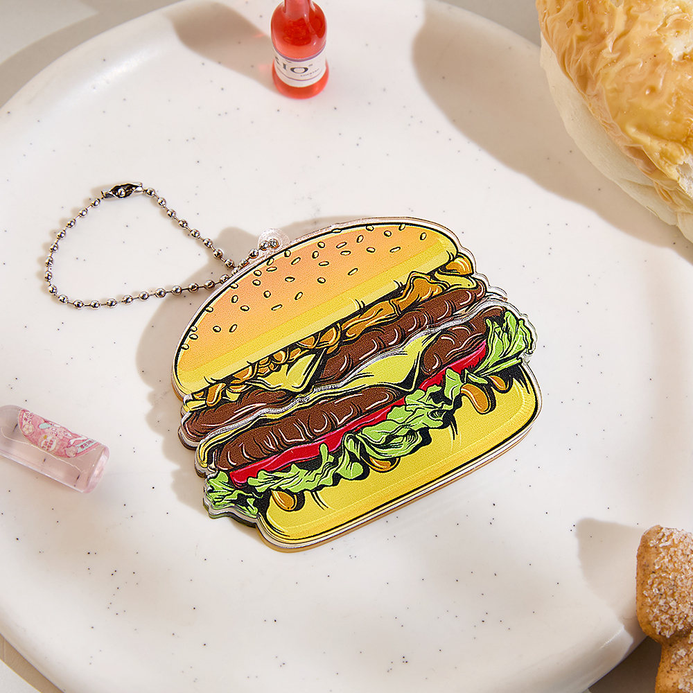 Personalized Hamburg Keyring Custom Photo Keychain Funny Couples Gift, Best Friend Birthday Present