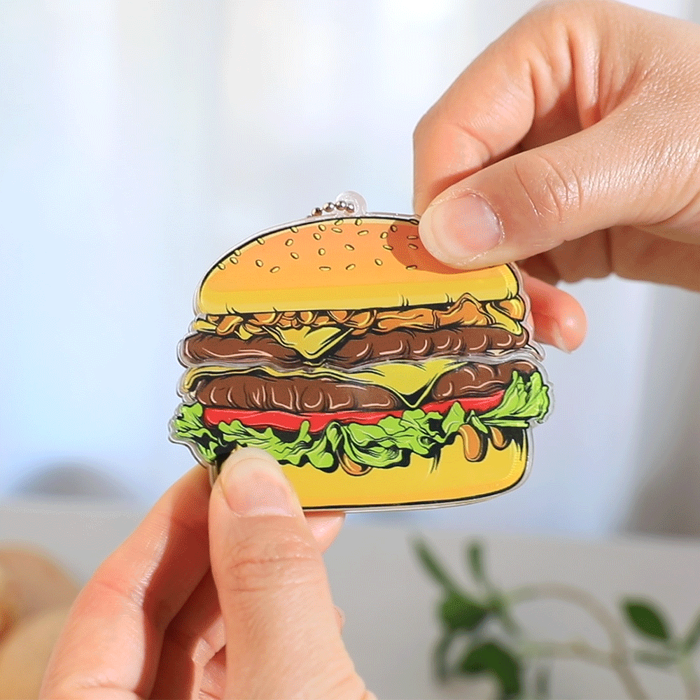 Personalized Hamburg Keyring Custom Photo Keychain Funny Couples Gift, Best Friend Birthday Present