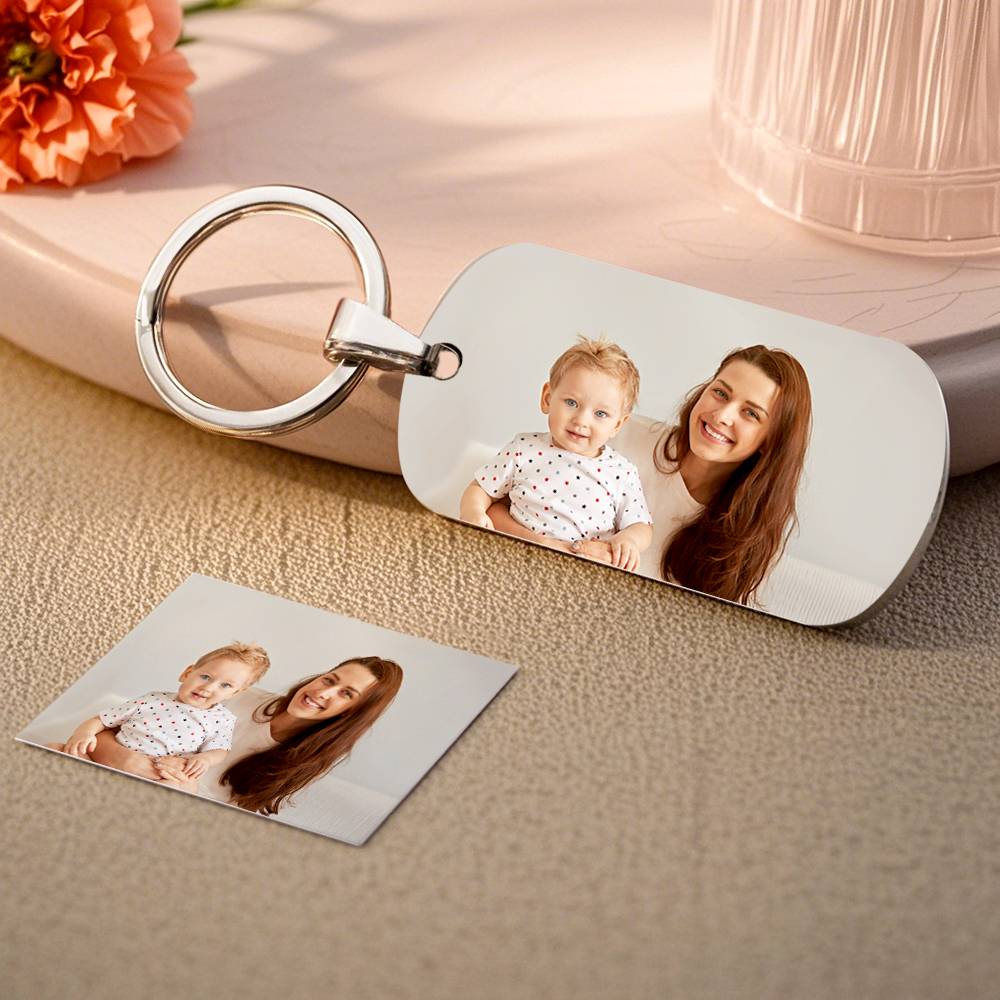 Custom Photo&TextThe Moment You Became My Mom Photo Keychain, Personalized Mother's Gift