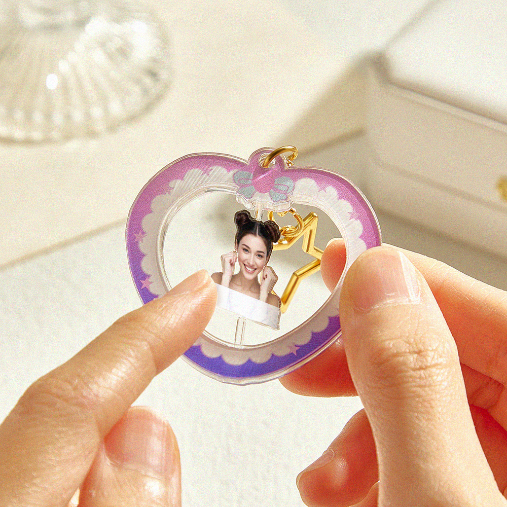 Custom Spinning Photo Keychain Fun Gift for Couples Personalized Keepsake for Birthdays & Anniversaries
