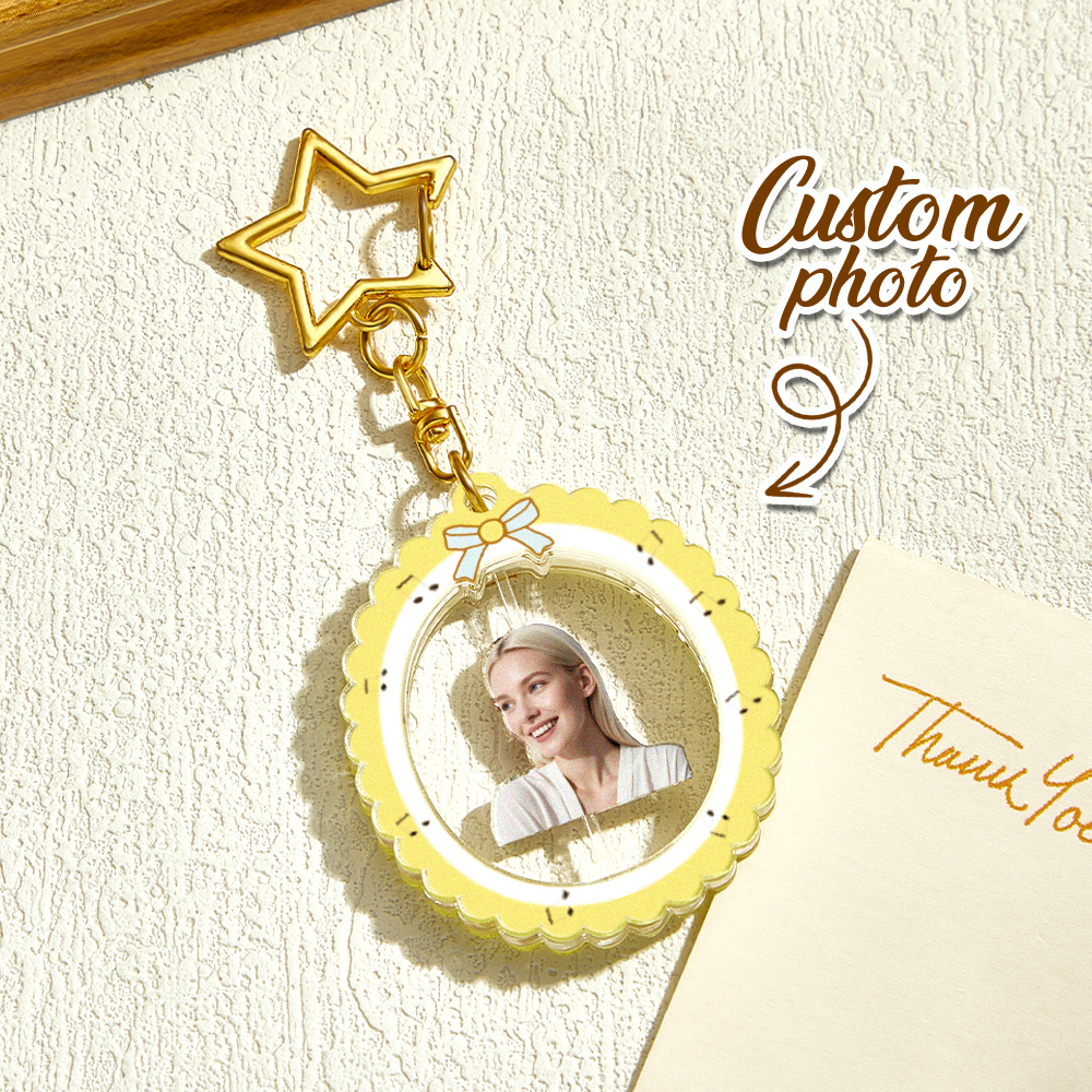 Custom Spinning Photo Keychain Fun Gift for Couples