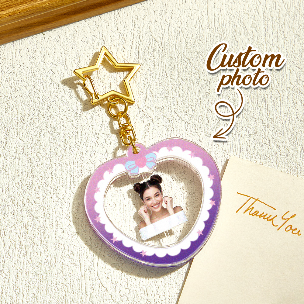 Custom Spinning Photo Keychain Fun Gift for Couples Personalized Keepsake for Birthdays & Anniversaries