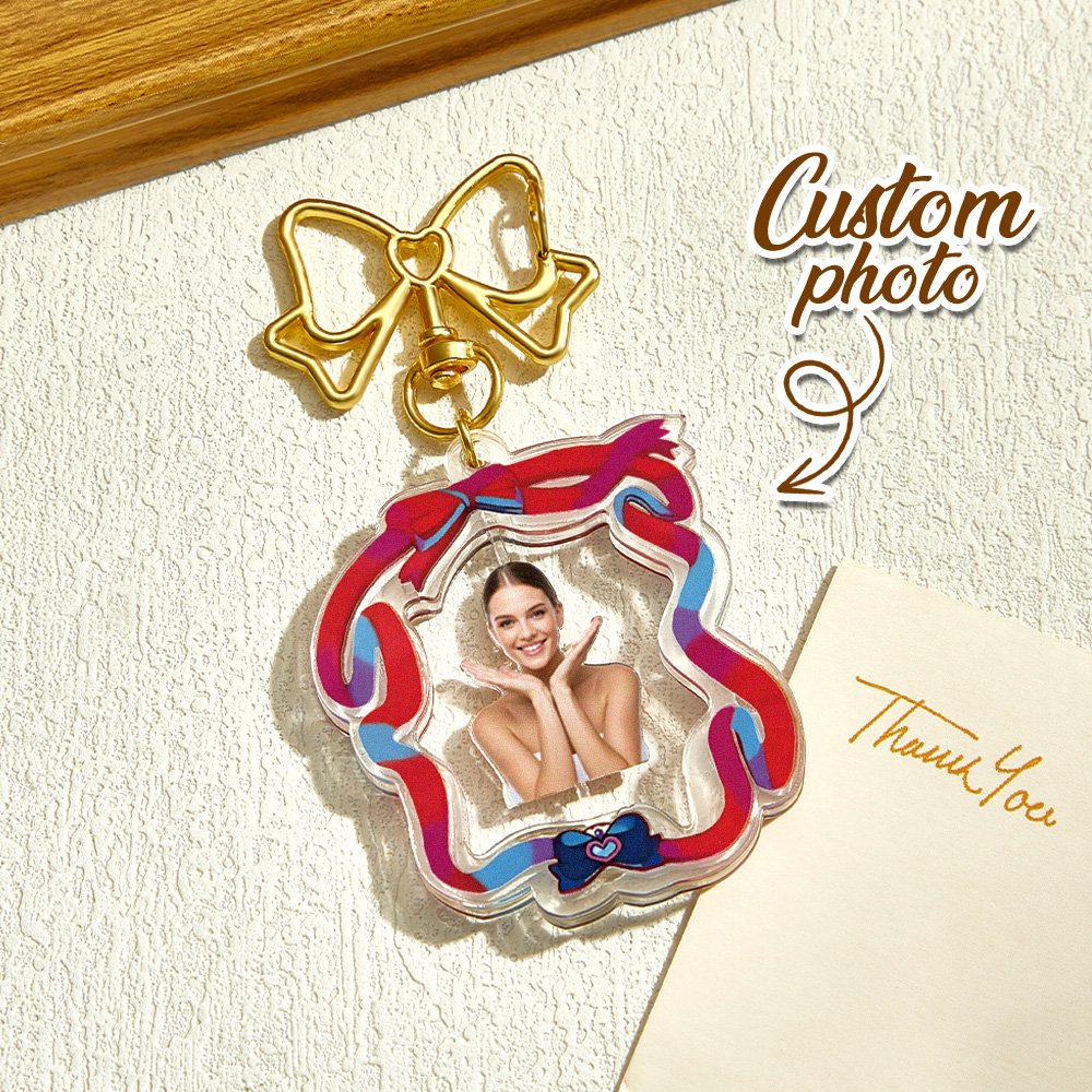 Custom Spinning Photo Keychain Fun Gift for Couples