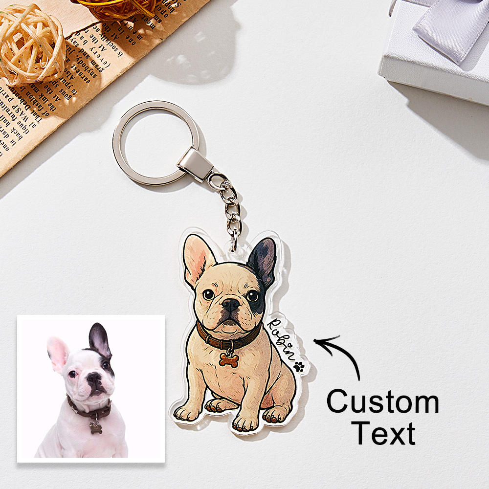 Personalized Pet Lovers Gifts, Custom Pet Photo Keychain, Custom Dog Photo And Name Keychain