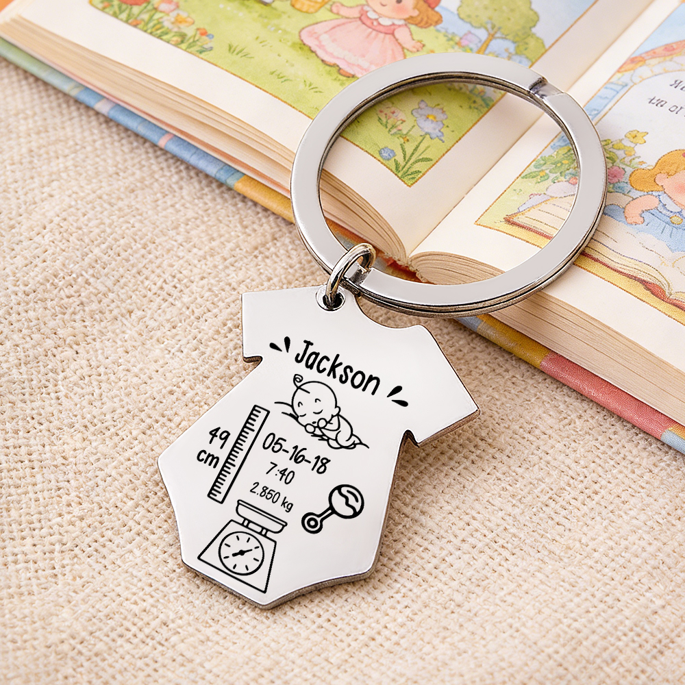 Custom Baby Keychain, Newborn Baby Jewelry, Siamese Gift for New Parents, First Birthday for Mom, Dad, and Kids