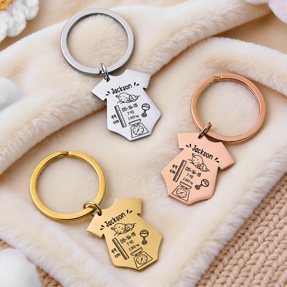 Custom Baby Keychain, Newborn Baby Jewelry, Siamese Gift for New Parents, First Birthday for Mom, Dad, and Kids