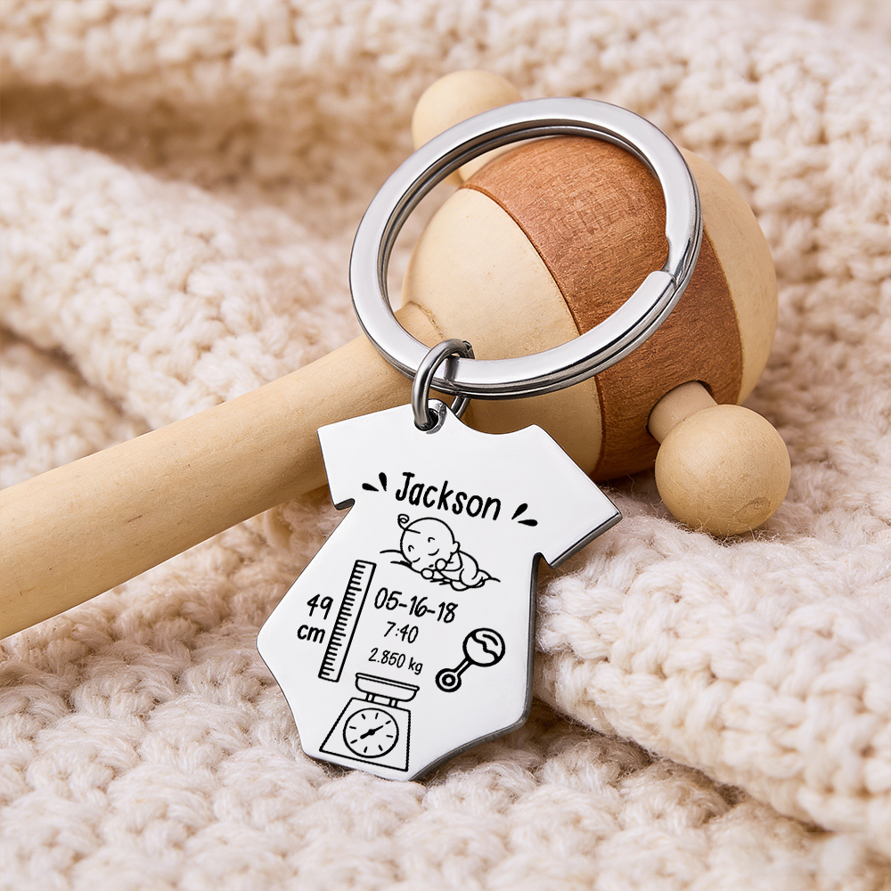 Custom Baby Keychain, Newborn Baby Jewelry, Siamese Gift for New Parents, First Birthday for Mom, Dad, and Kids