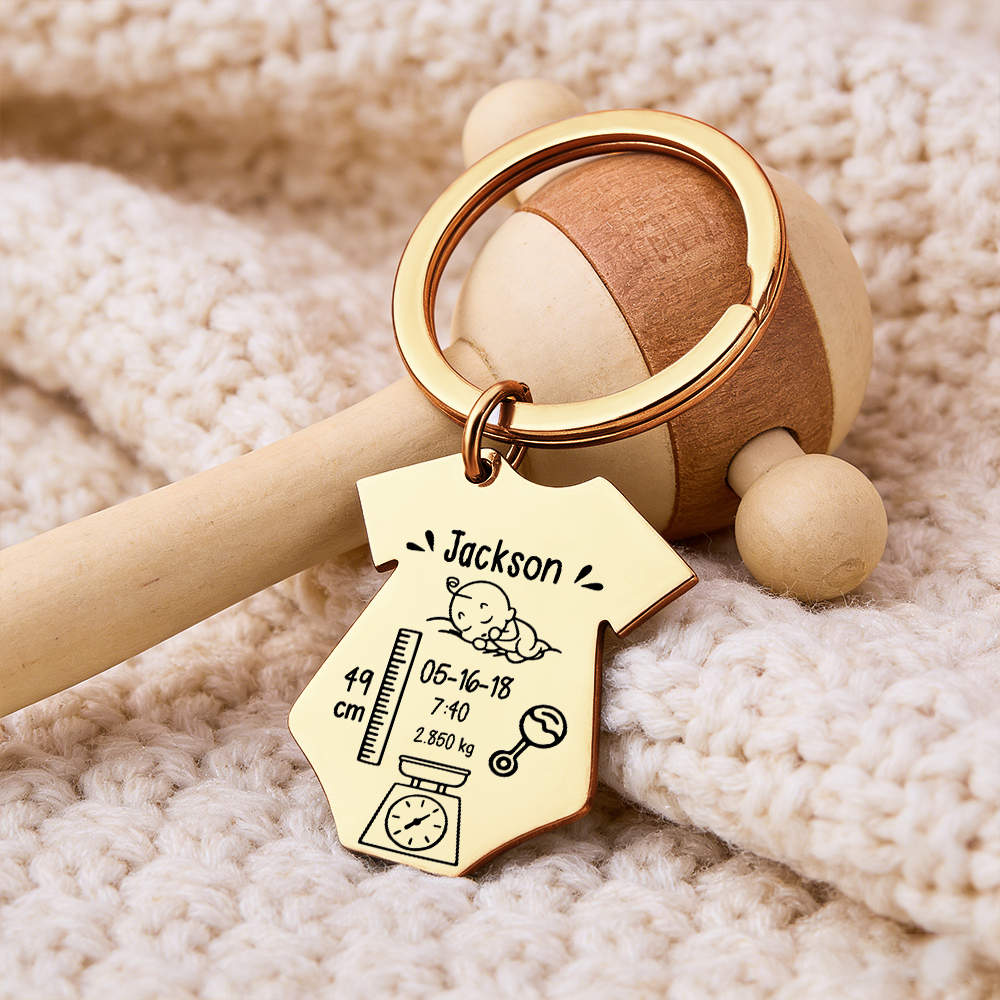 Custom Baby Keychain, Newborn Baby Jewelry, Siamese Gift for New Parents, First Birthday for Mom, Dad, and Kids