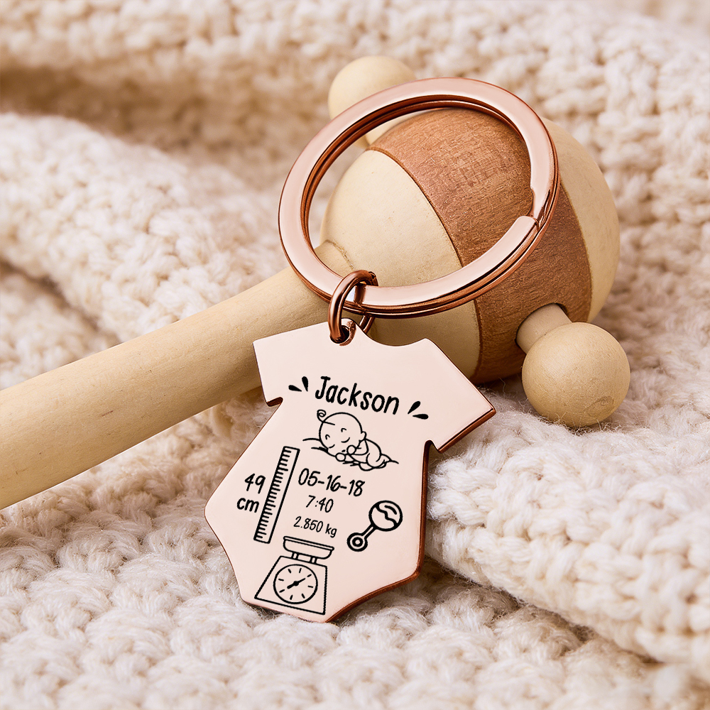 Custom Baby Keychain, Newborn Baby Jewelry, Siamese Gift for New Parents, First Birthday for Mom, Dad, and Kids