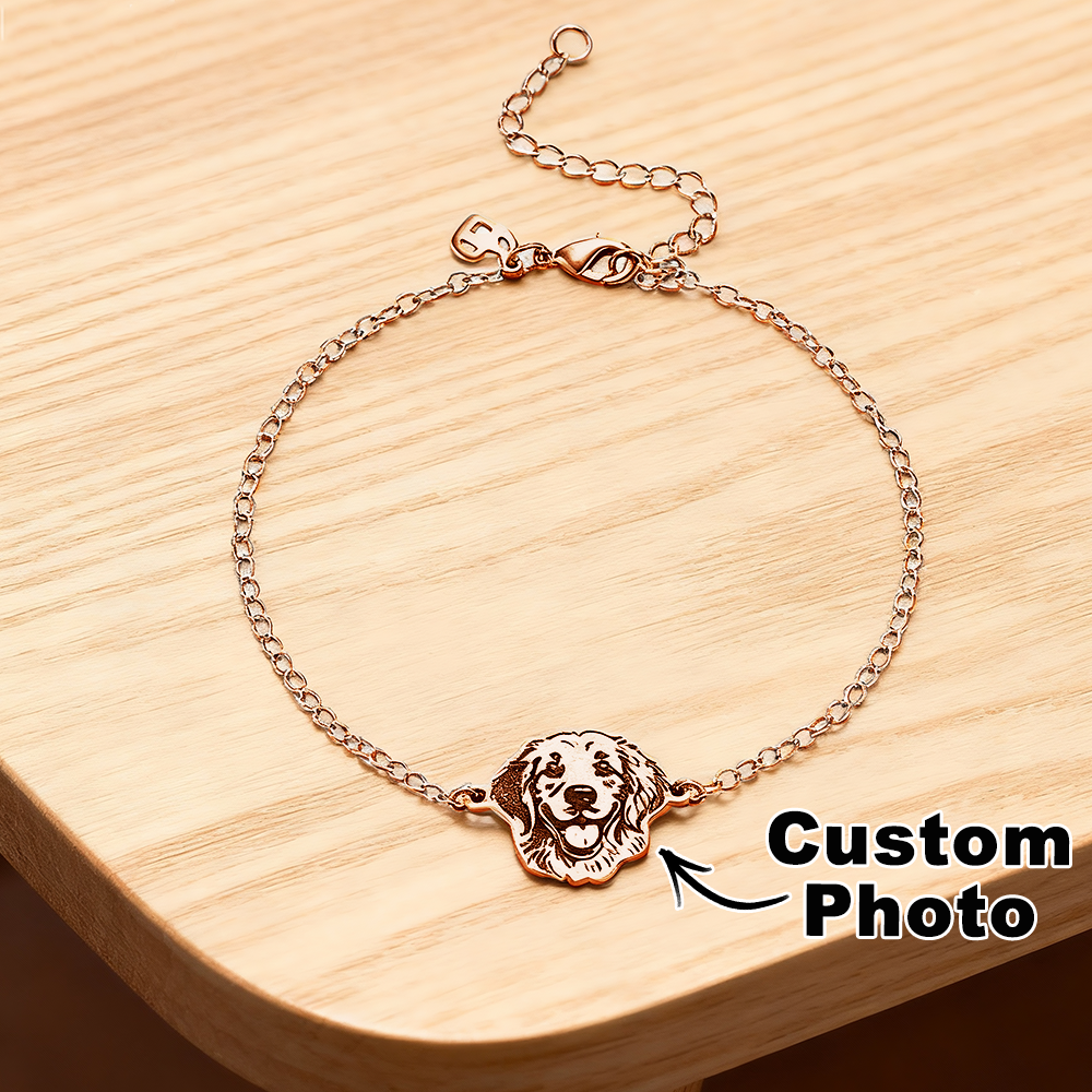 Personalized Pet Portrait Bracelet, Pet Memorial Bracelet, Custom Pet Picture Jewelry, Pet Lover Gift