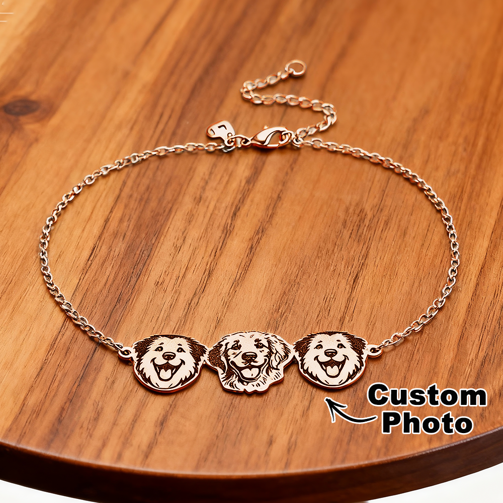Personalized Pet Portrait Bracelet, Pet Memorial Bracelet, Custom Pet Picture Jewelry, Pet Lover Gift