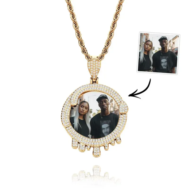 Custom Photo Hip Hop Necklace Water Drop Shaped Exaggerate Pendant Jew