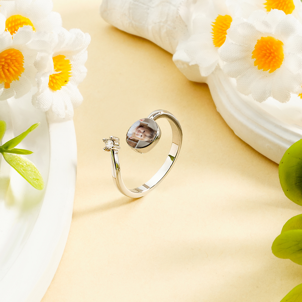 "Forever in My Heart" Custom Photo & Birthstone Ring Meaningful Mother's Day Jewelry