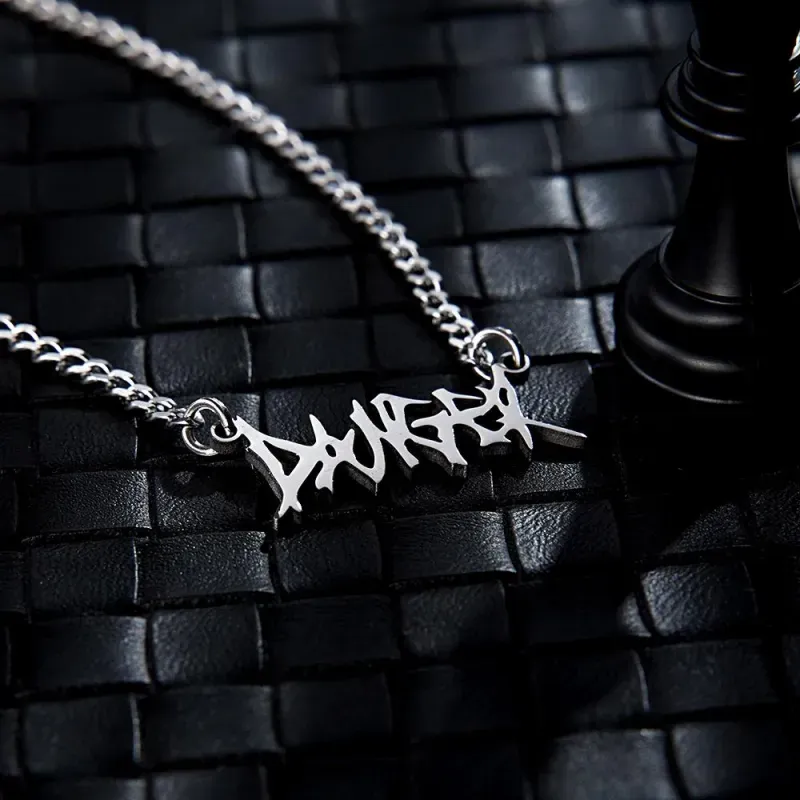 Custom Punk Name Necklace Alphabet Pendant Necklace Gothic Thorn Letter Initial Pendant Necklace