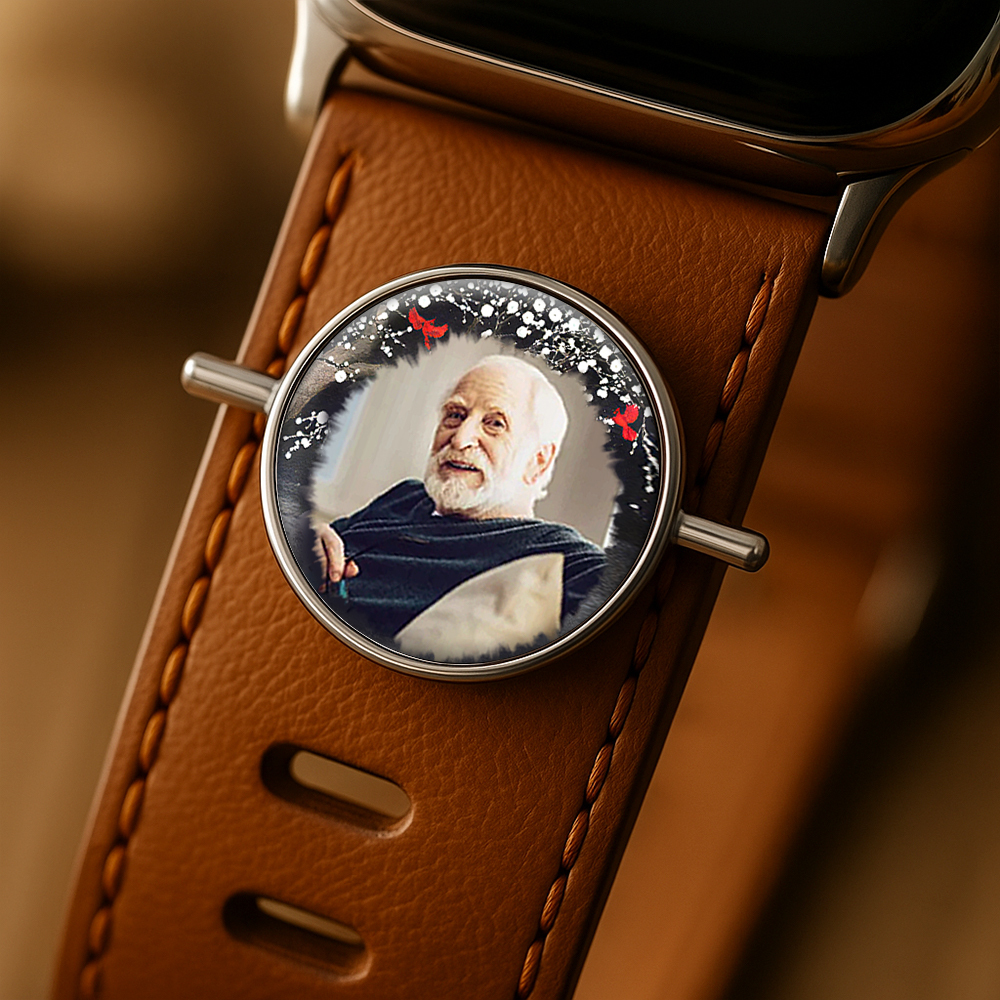 Custom Round Photo Engraved Watch Strap Charm