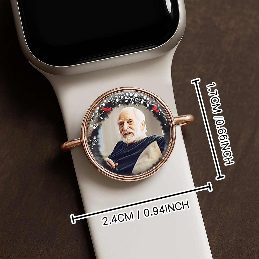 Custom Round Photo Engraved Watch Strap Charm