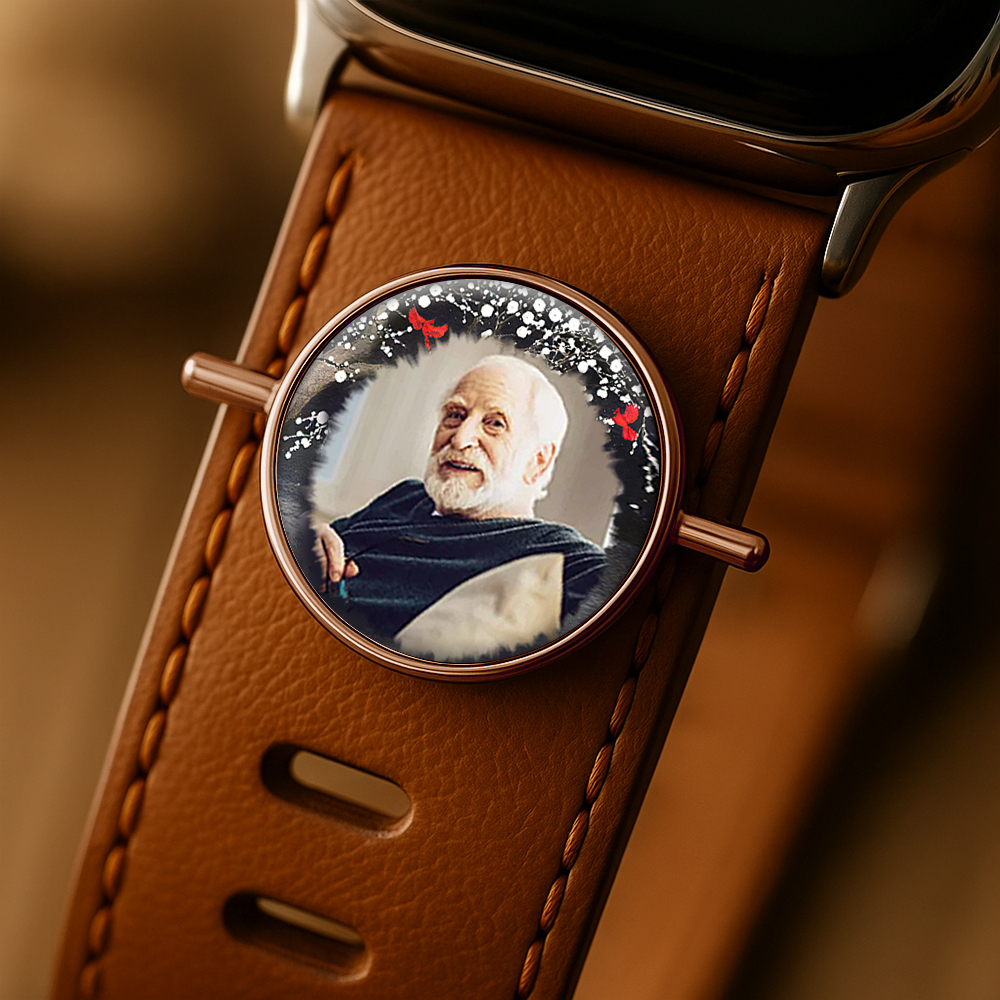 Custom Round Photo Engraved Watch Strap Charm