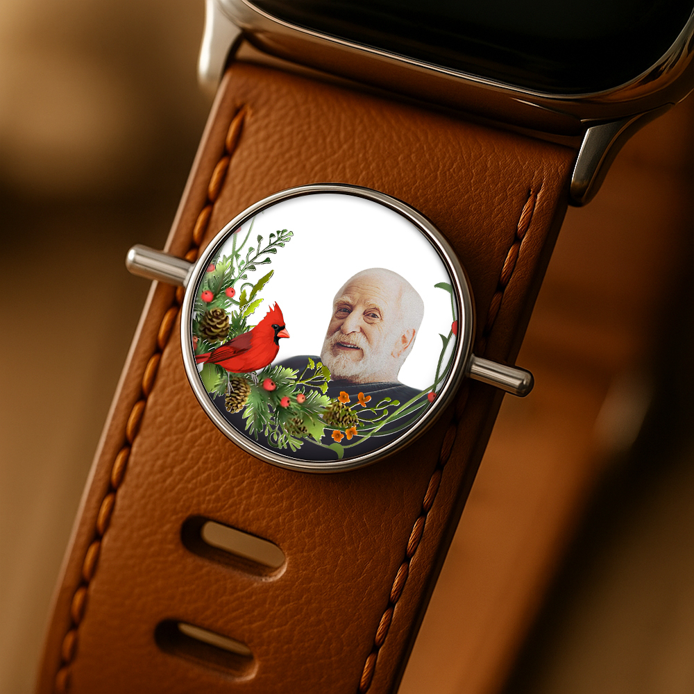 Custom Round Photo Engraved Watch Strap Charm