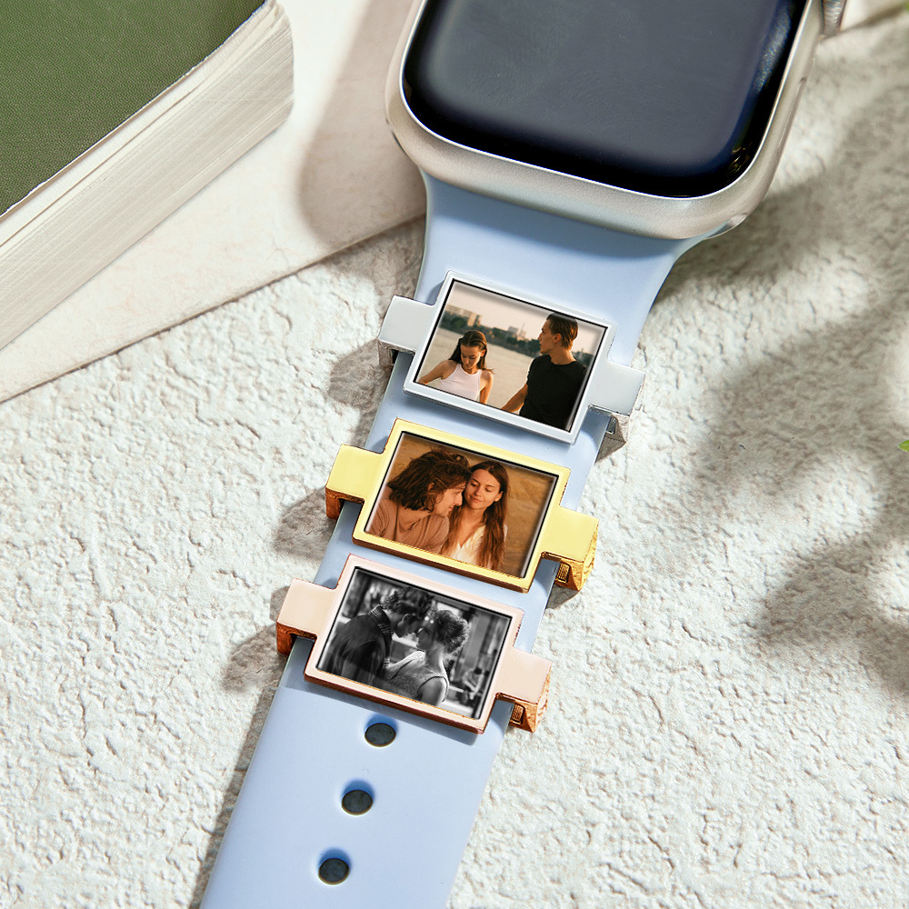 Customized Couple Watch Band Charm – Engraved Picture Accessory for Smartwatches