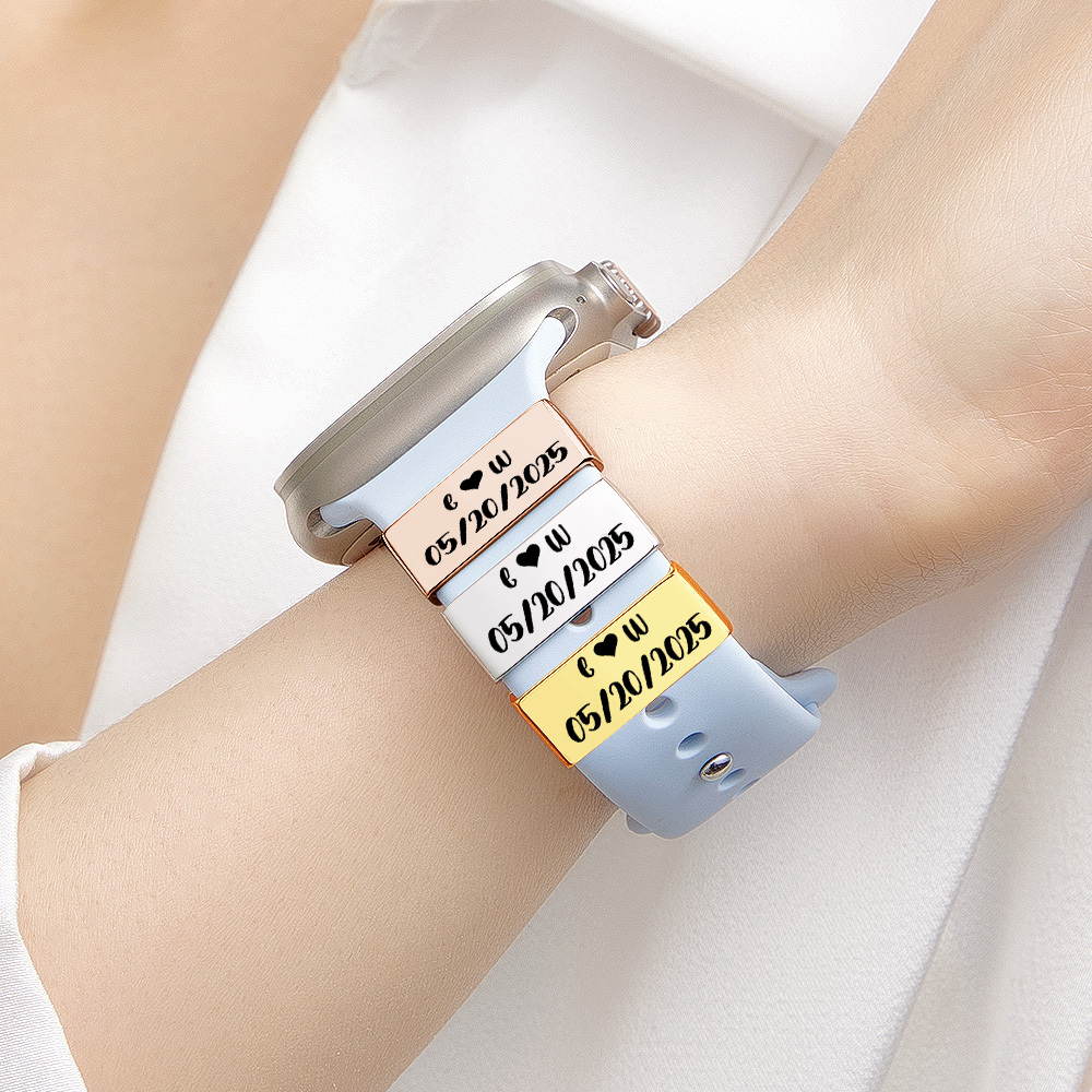 Personalized Watch Strap Charm Custom Letters & Date Smartwatch Charm