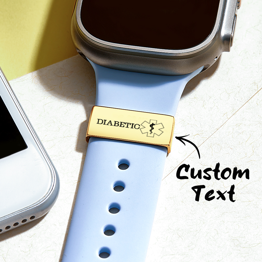 Custom Watch Strap Charm Medical Alert Personalized ID Charm for Allergy Conditions Emergency Notification