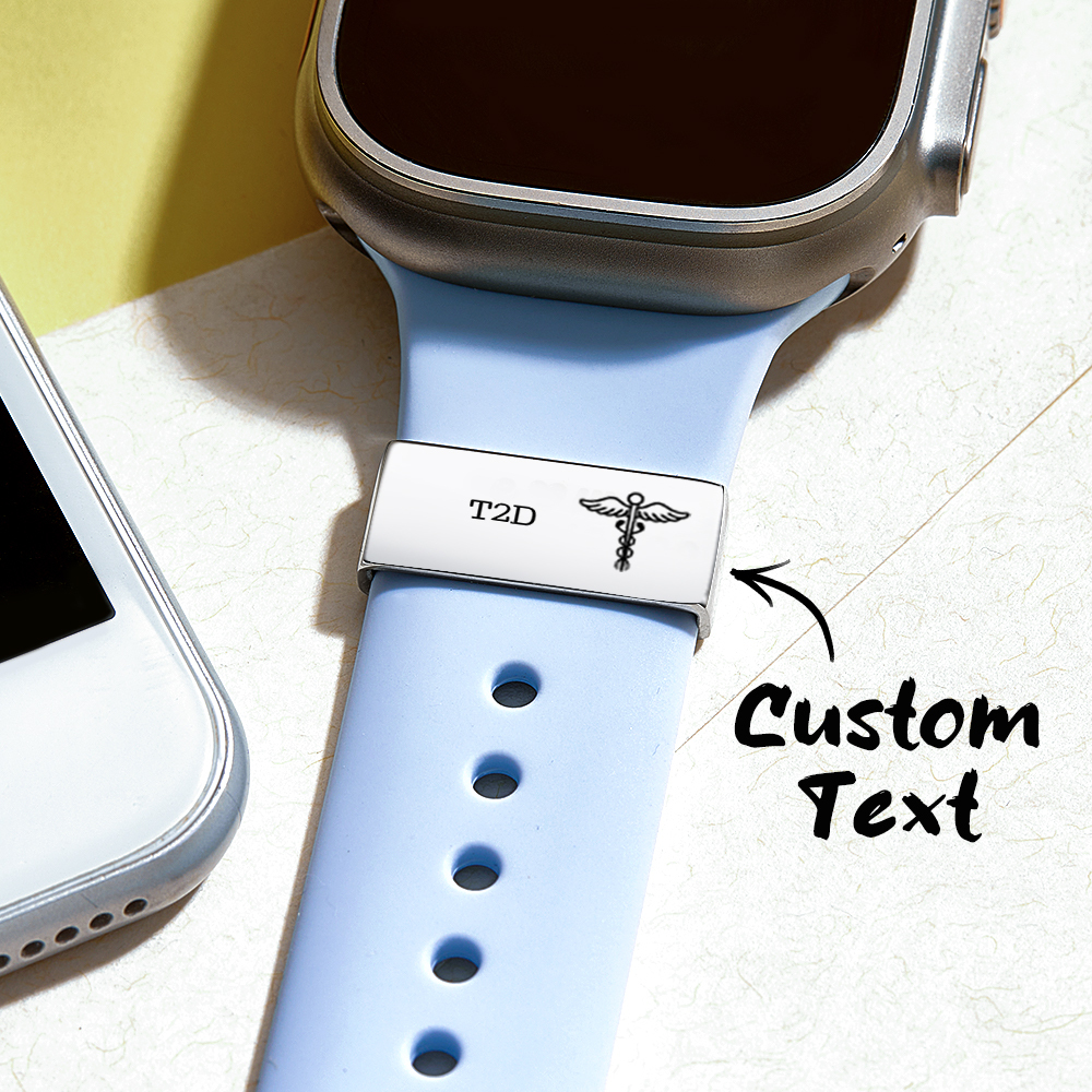 Custom Watch Strap Charm Medical Alert Personalized ID Charm for Allergy Conditions Emergency Notification