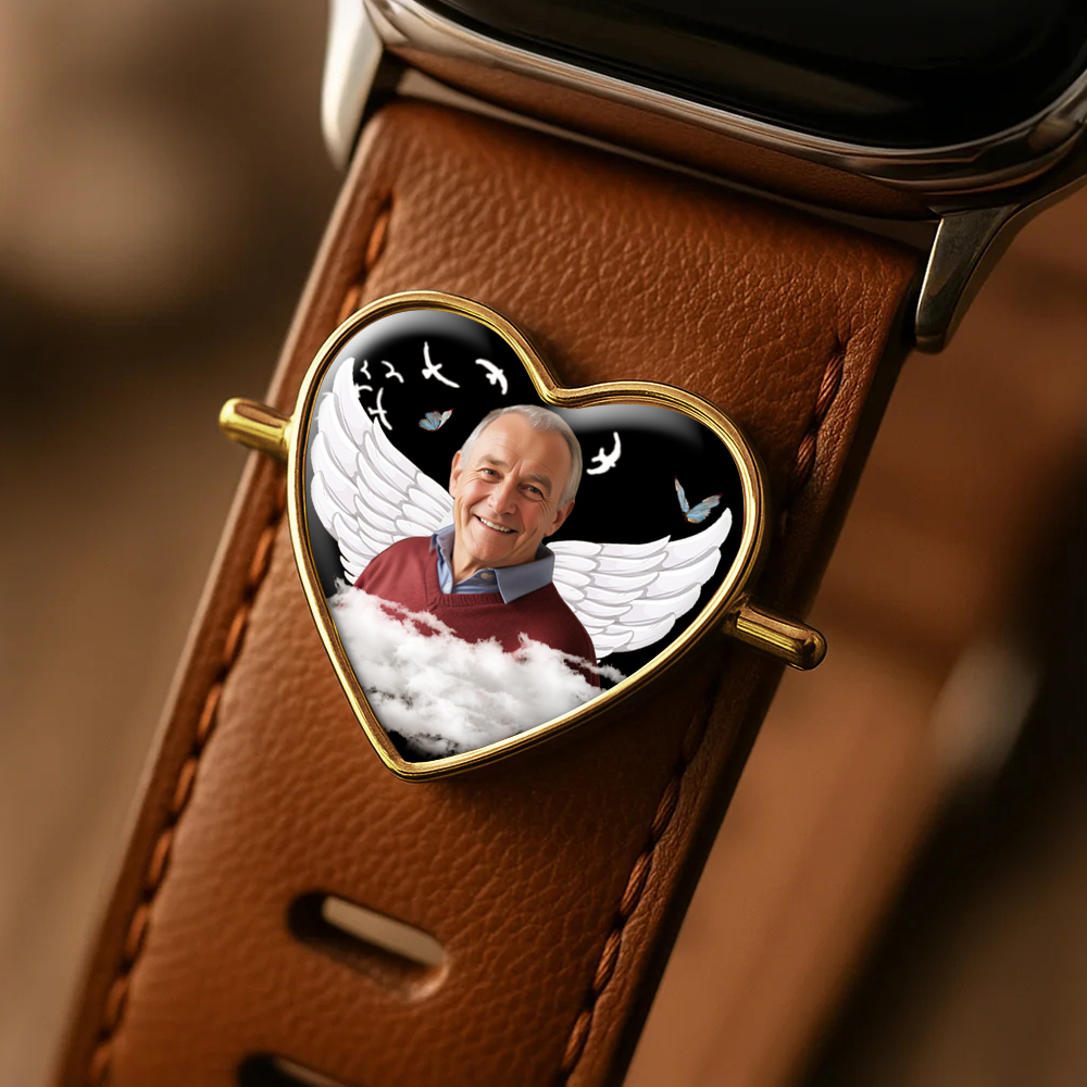Custom Heart Photo Engraved Watch Strap Charm