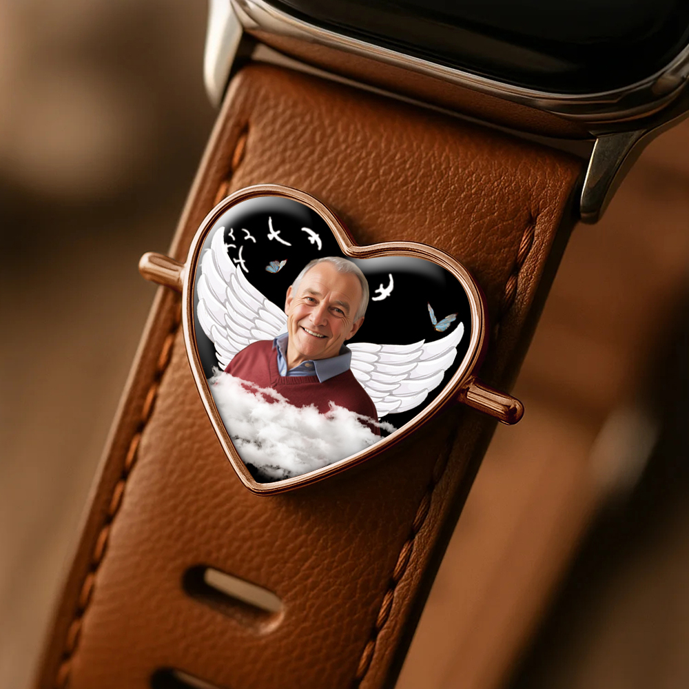 Custom Heart Photo Engraved Watch Strap Charm