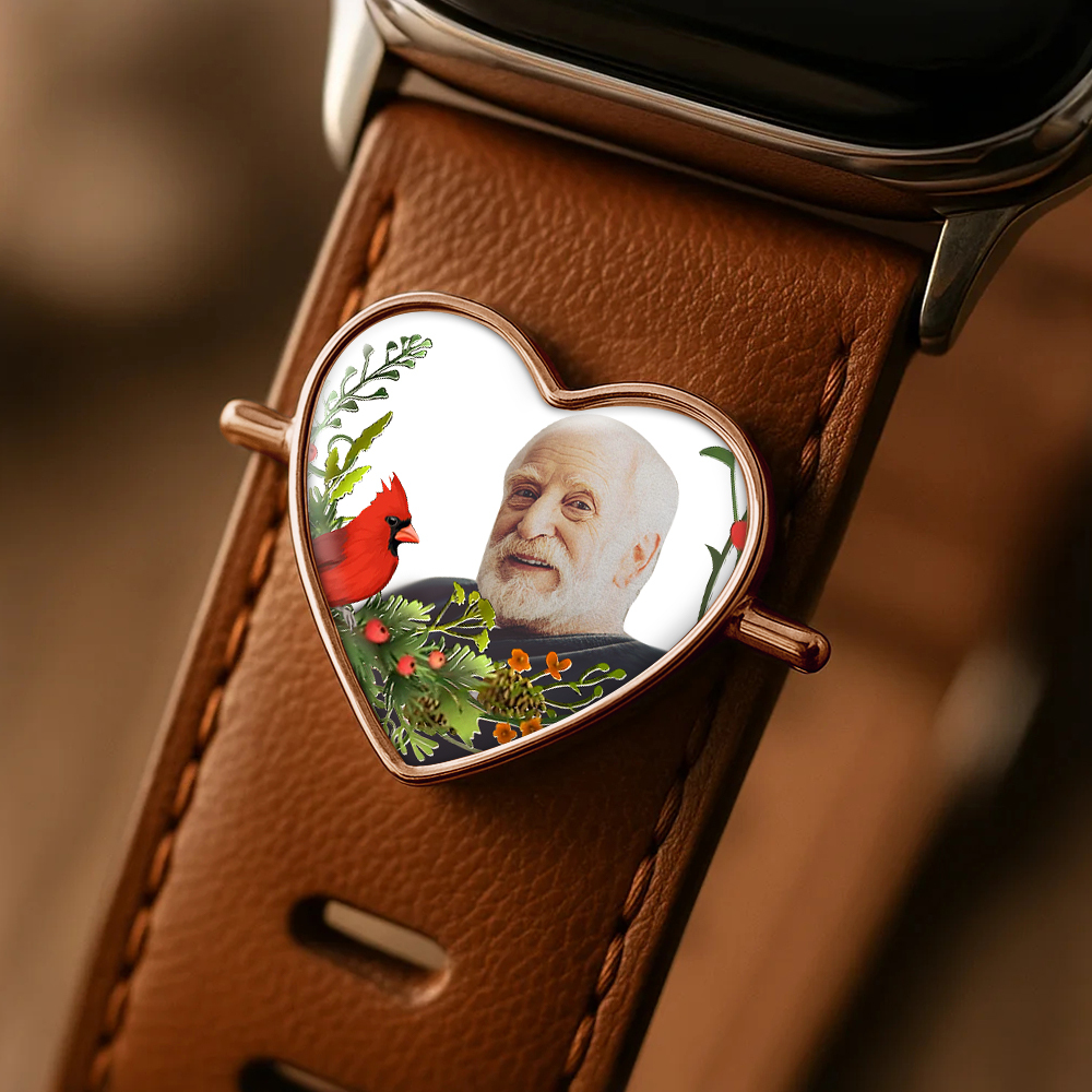 Custom Heart Photo Engraved Watch Strap Charm
