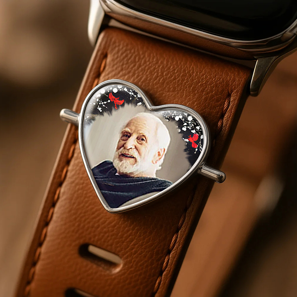 Custom Heart Photo Engraved Watch Strap Charm