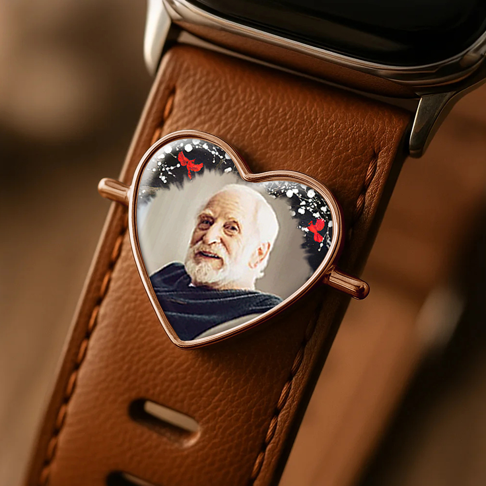 Custom Heart Photo Engraved Watch Strap Charm