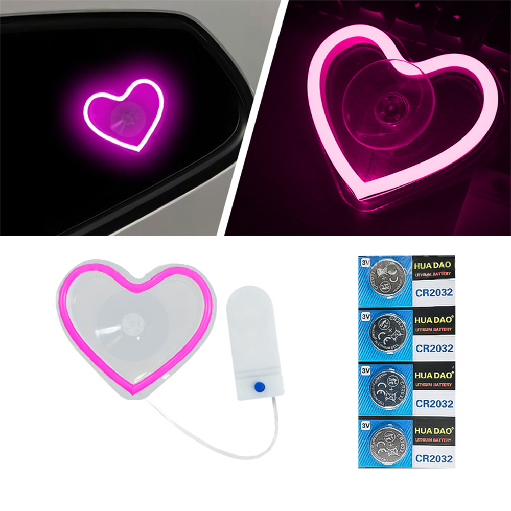 LED Heart Neon Light for Car Triangle Window – Battery Powered Interior Atmosphere Lamp