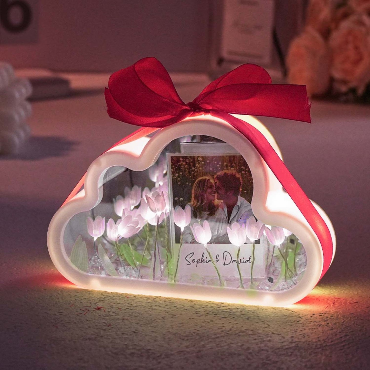 Custom Cloud-shaped Tulip Lamp Flower Infinity Mirror Box Infinity Mir