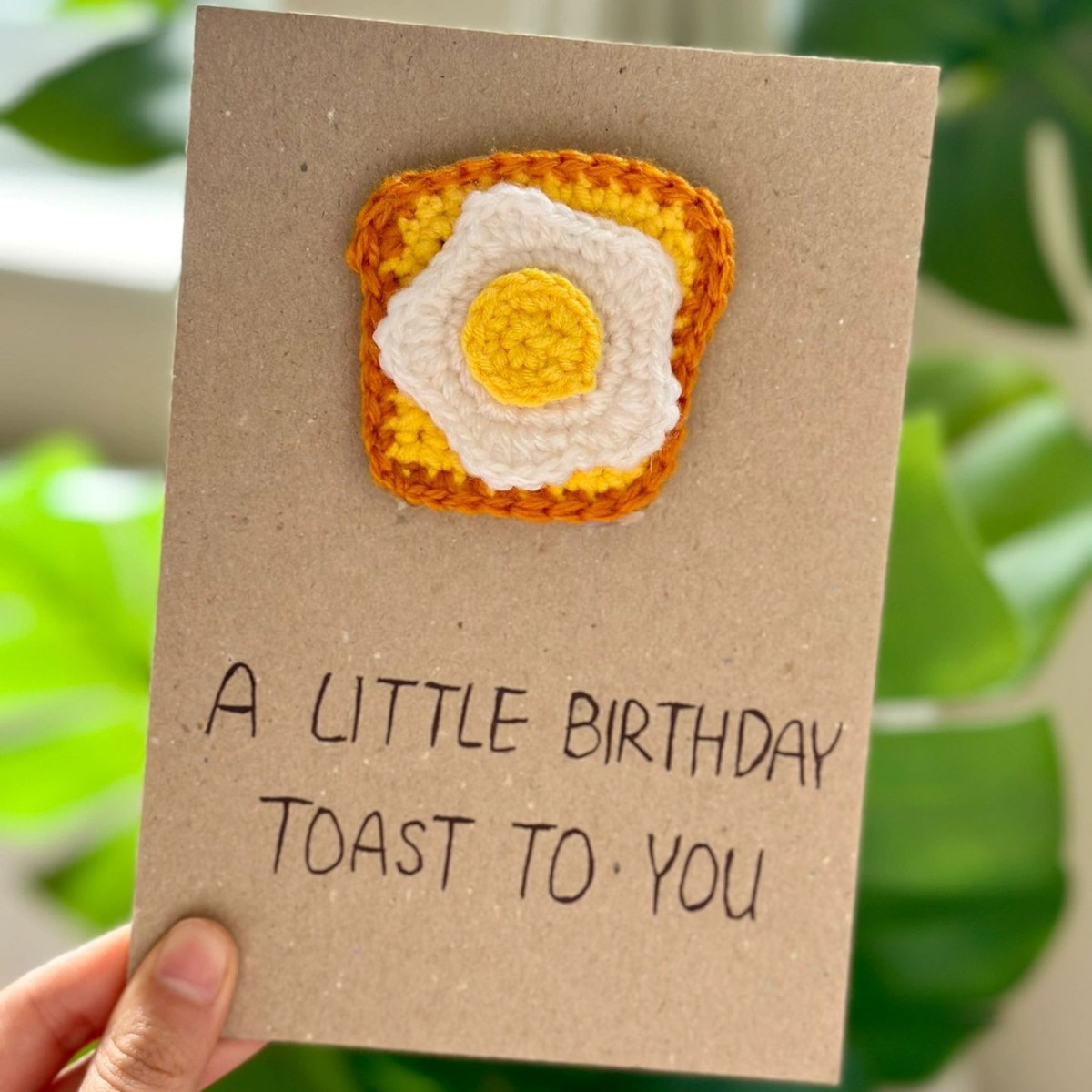 A Little Birthday Toast To You Handmade Crochet Greeting Card 3D Knitted Card - CustWit