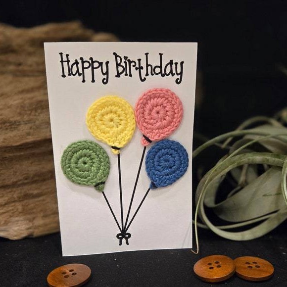 Happy Birthday Handmade Crochet Greeting Card 3D Knitted Card - CustWit