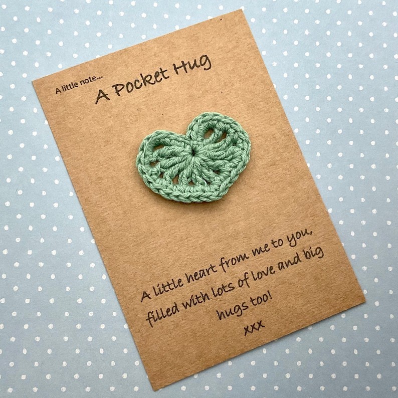 Green Pocket Hug Handmade Crochet Greeting Card Valentine’s Day 3D Knitted Card, Romantic Gift for Her - CustWit