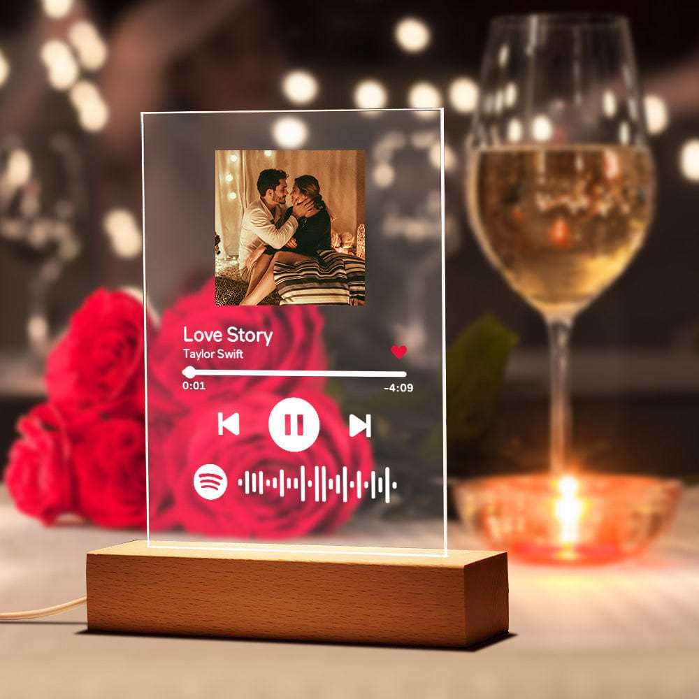 Spotify Glass Plaque Light Custom Music Plaque Song Gift Valentine's Day Gift