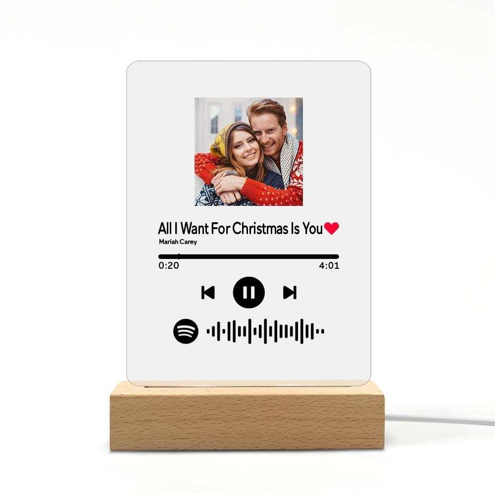 Spotify Album Cover Glass Personalized Night Light Anniversary Gifts For Couple