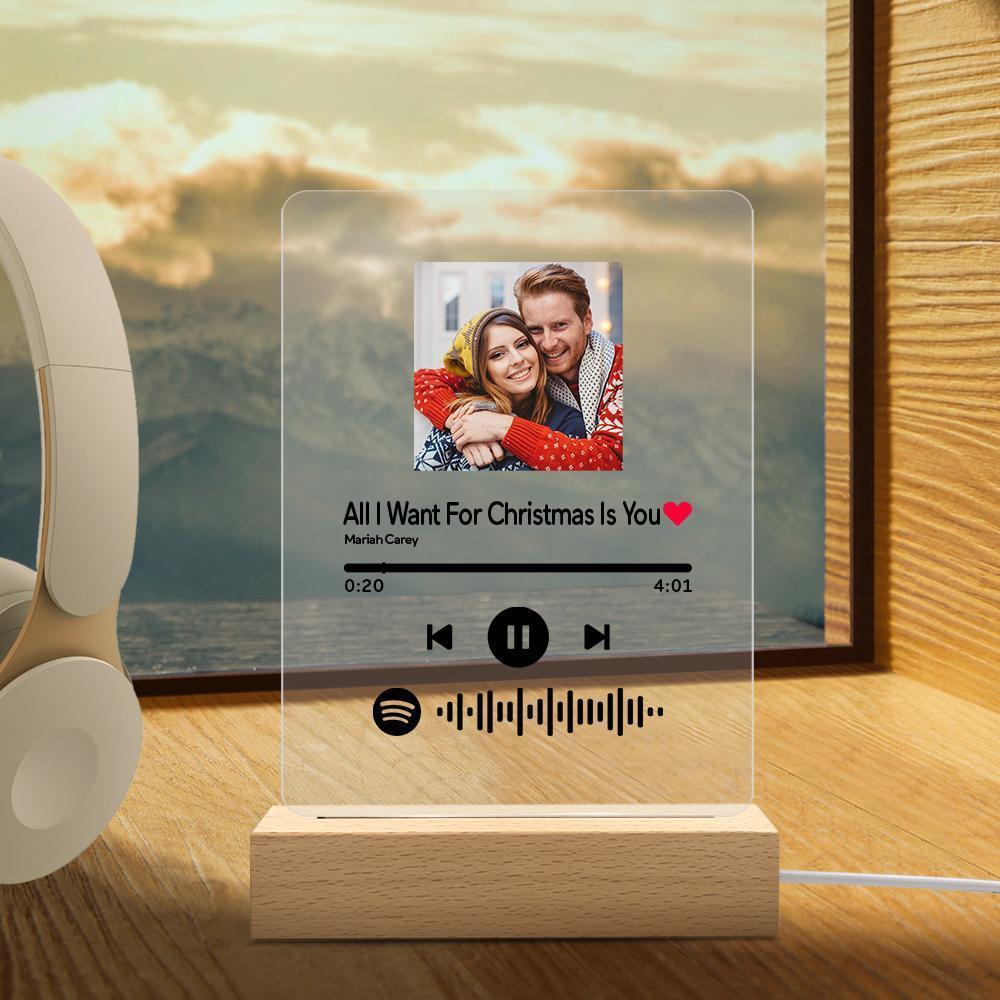 Spotify Album Cover Glass Personalized Night Light Anniversary Gifts For Couple