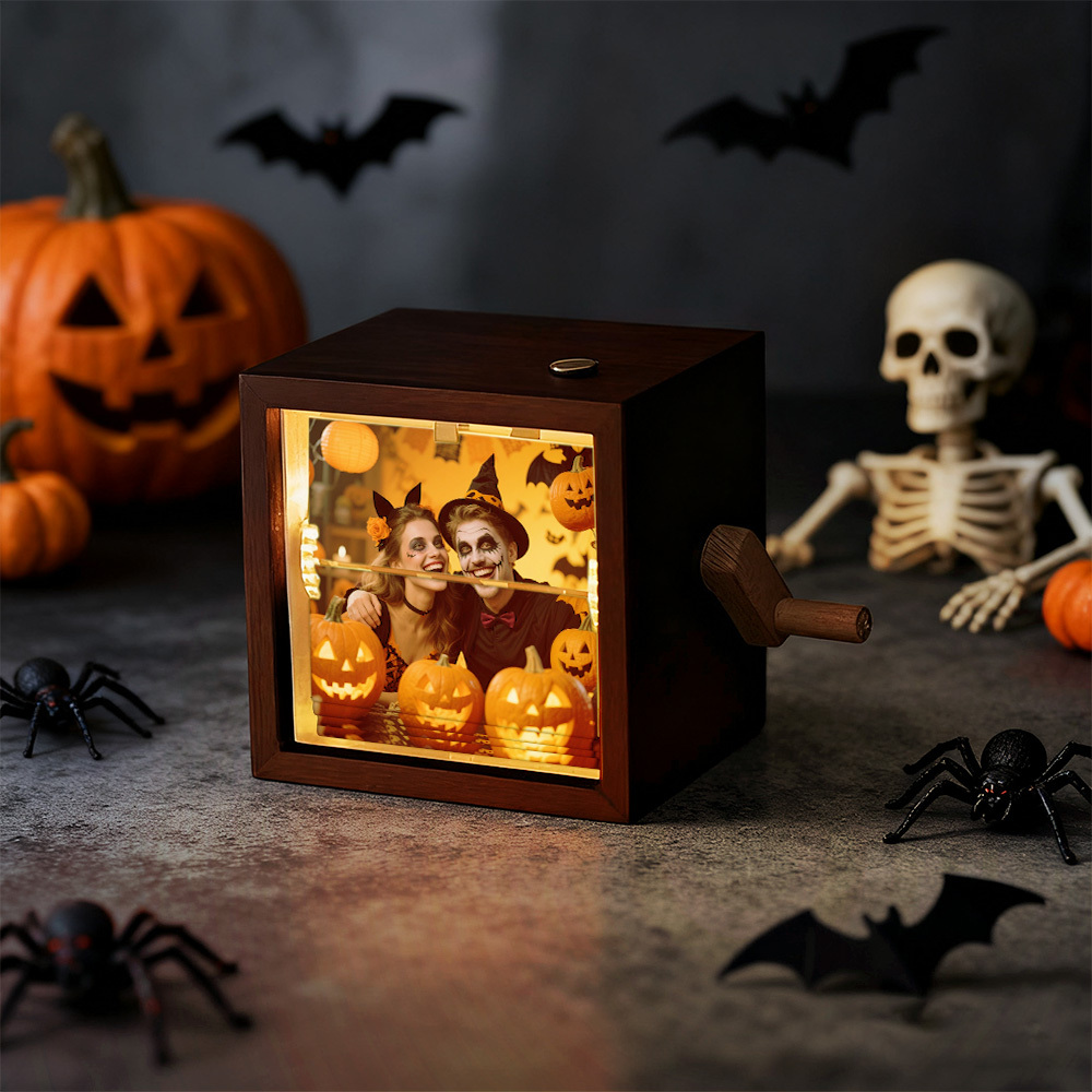 Custom Photo Flipbook Frame Animation Machine Mechanical Rainbow Hand Cranked Photo Album with Light Halloween Gift - soufeelus