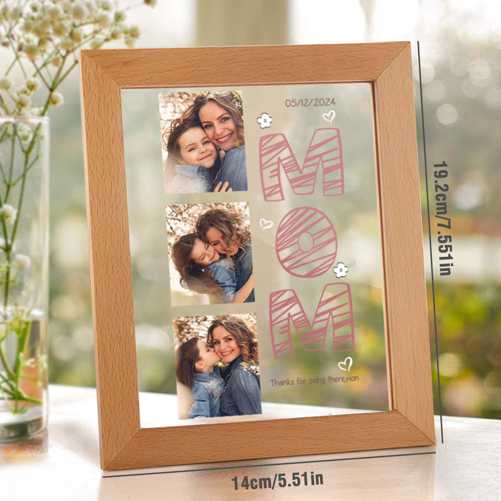 Custom Photo & Text Mother's Day Acrylic Light Frame - Personalized Gift with Warm LED Glow