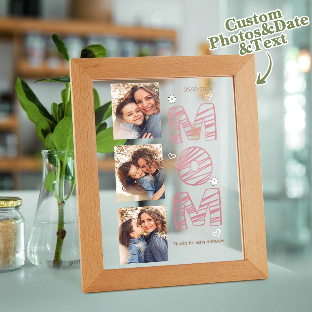 Custom Photo & Text Mother's Day Acrylic Light Frame - Personalized Gift with Warm LED Glow