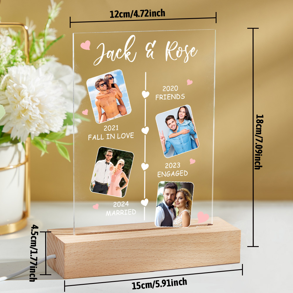 Custom Photo&Text Pink Heart Loving Night Light
