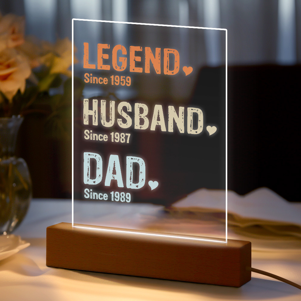 Custom Text Legend Husband Dad Timeline Night Light