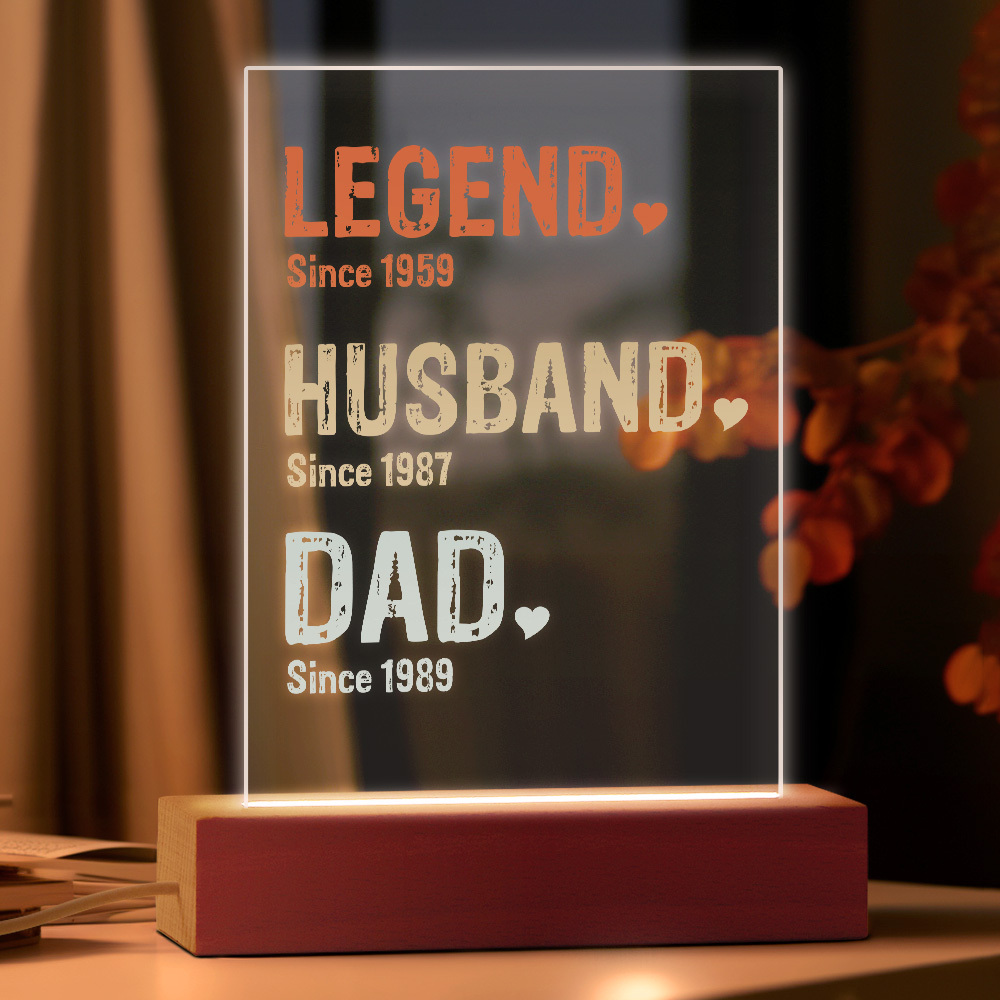 Custom "Legend Husband & Dad" Night Light - Personalized Family Timeline Gift