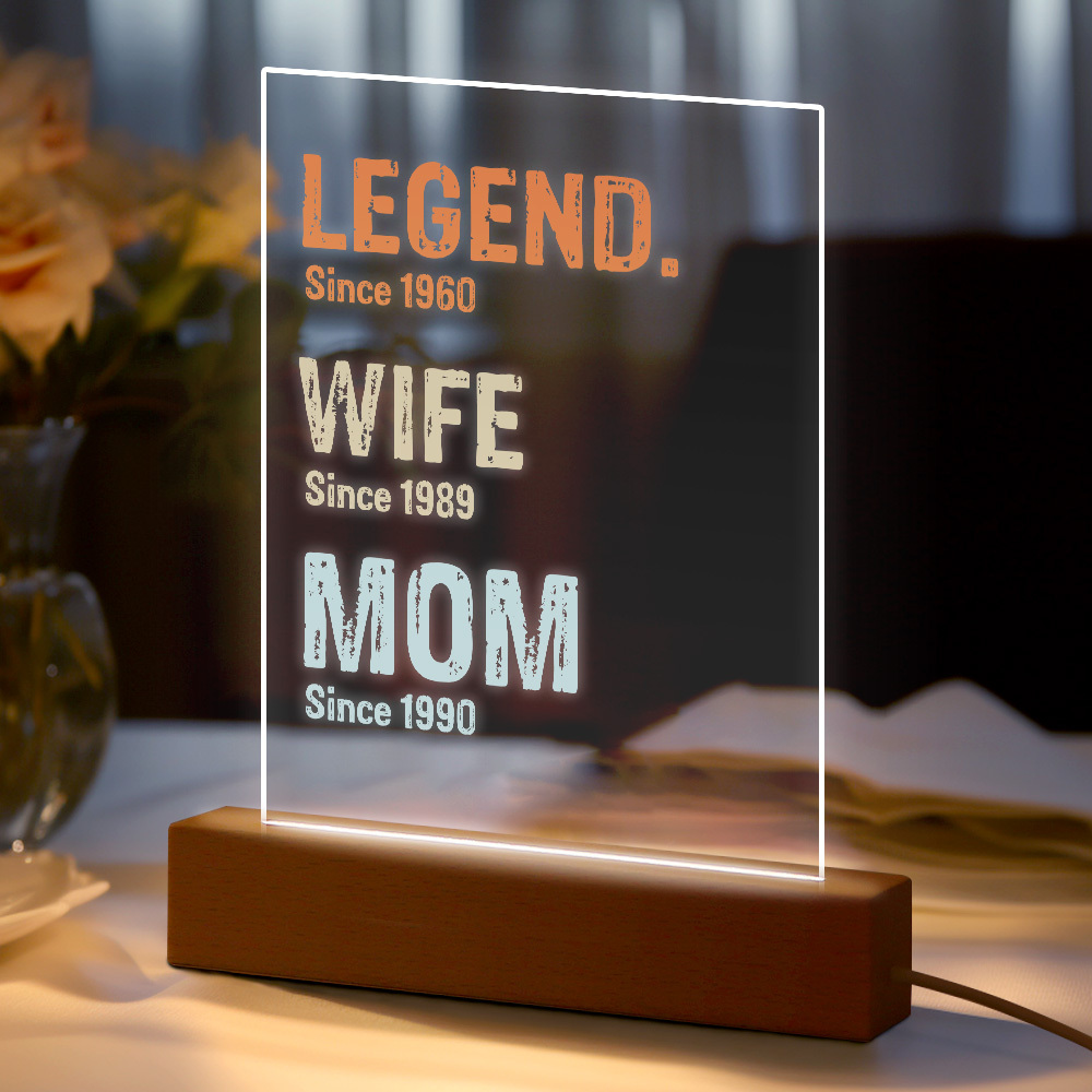 Custom Text Legend Wife Mom Timeline Night Light