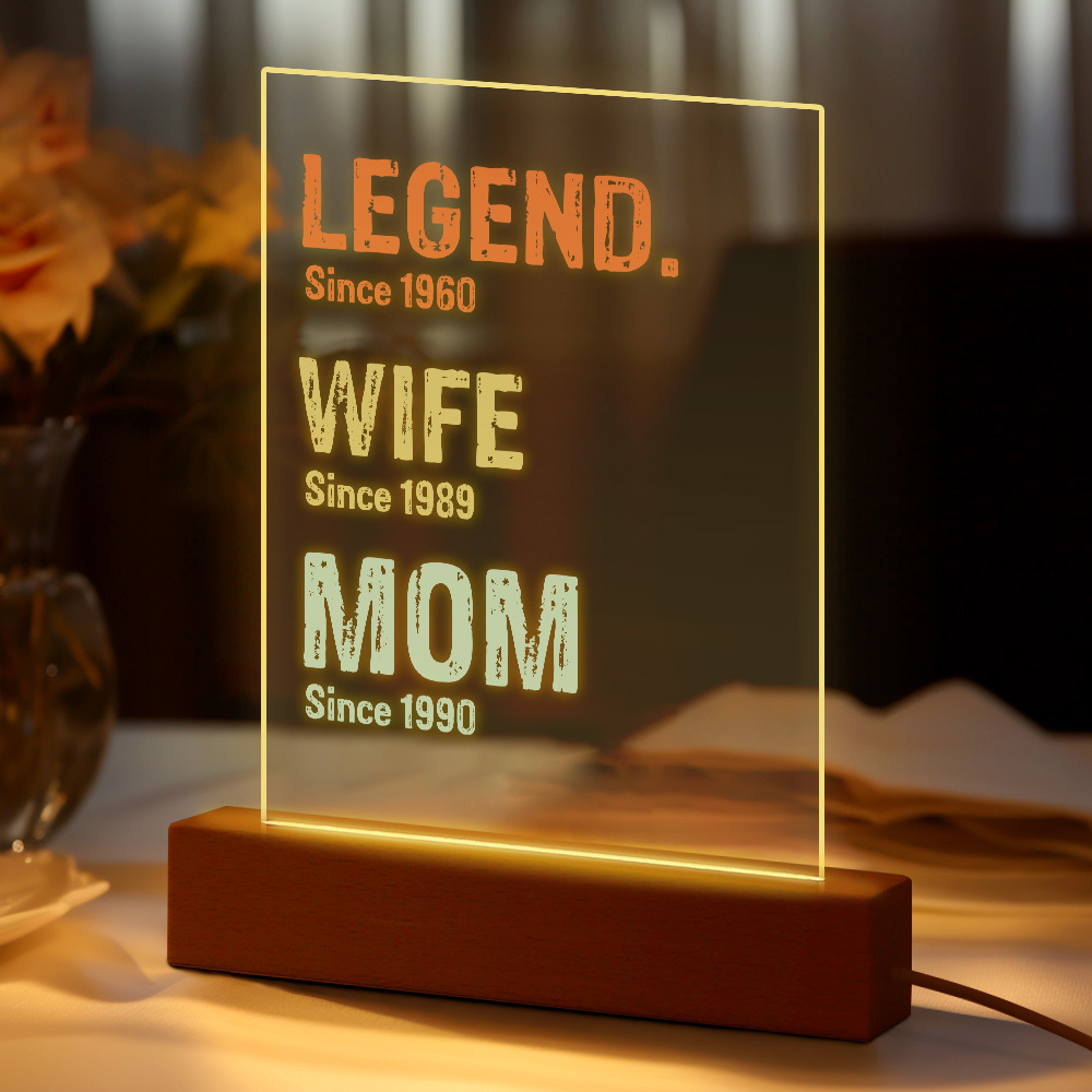 Custom Text Legend Wife Mom Timeline Night Light