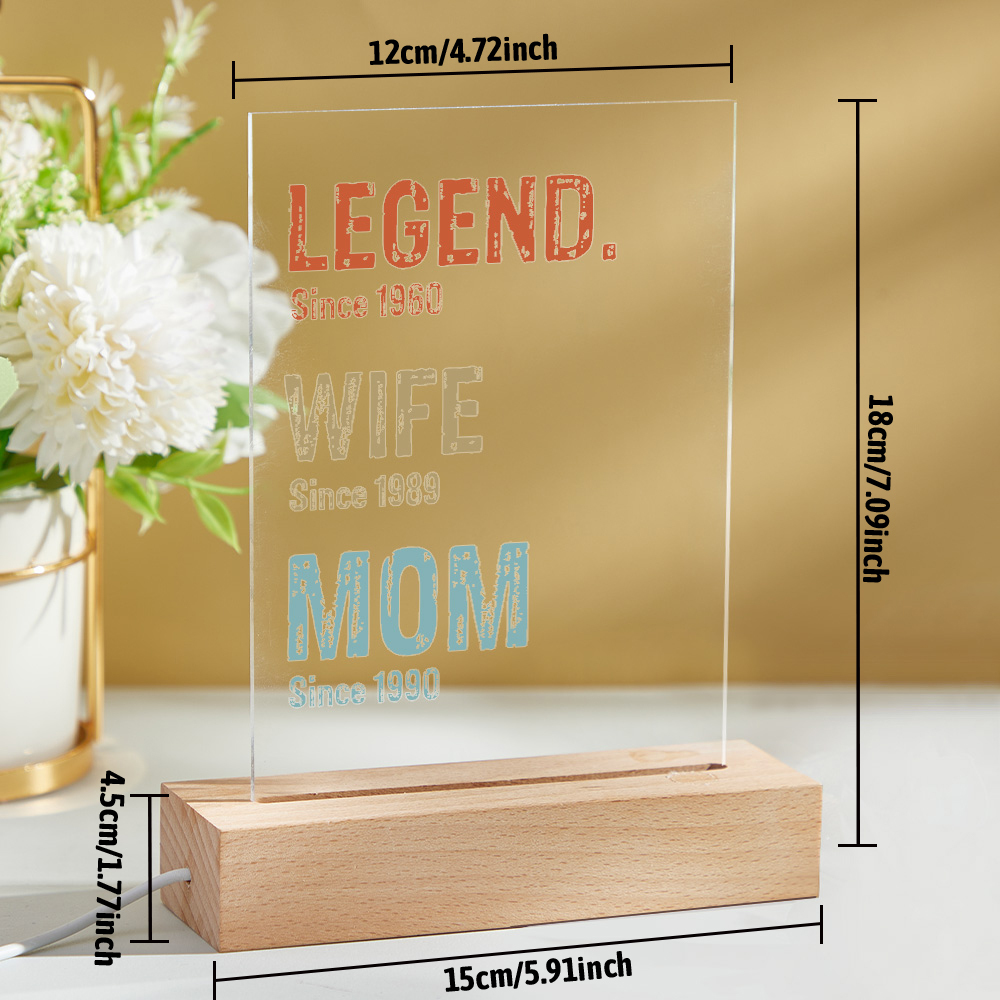 Custom Text Legend Wife Mom Timeline Night Light